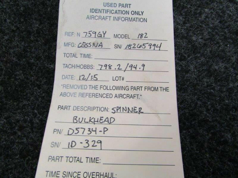 Cessna D5734-P Cessna 182Q Bulkhead Assy Spinner