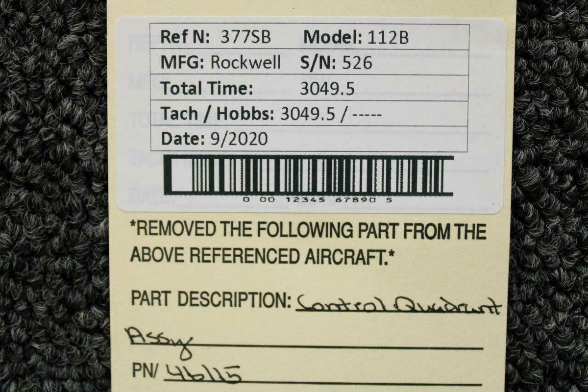 Rockwell 46115 Rockwell 112B Control Quadrant Assy