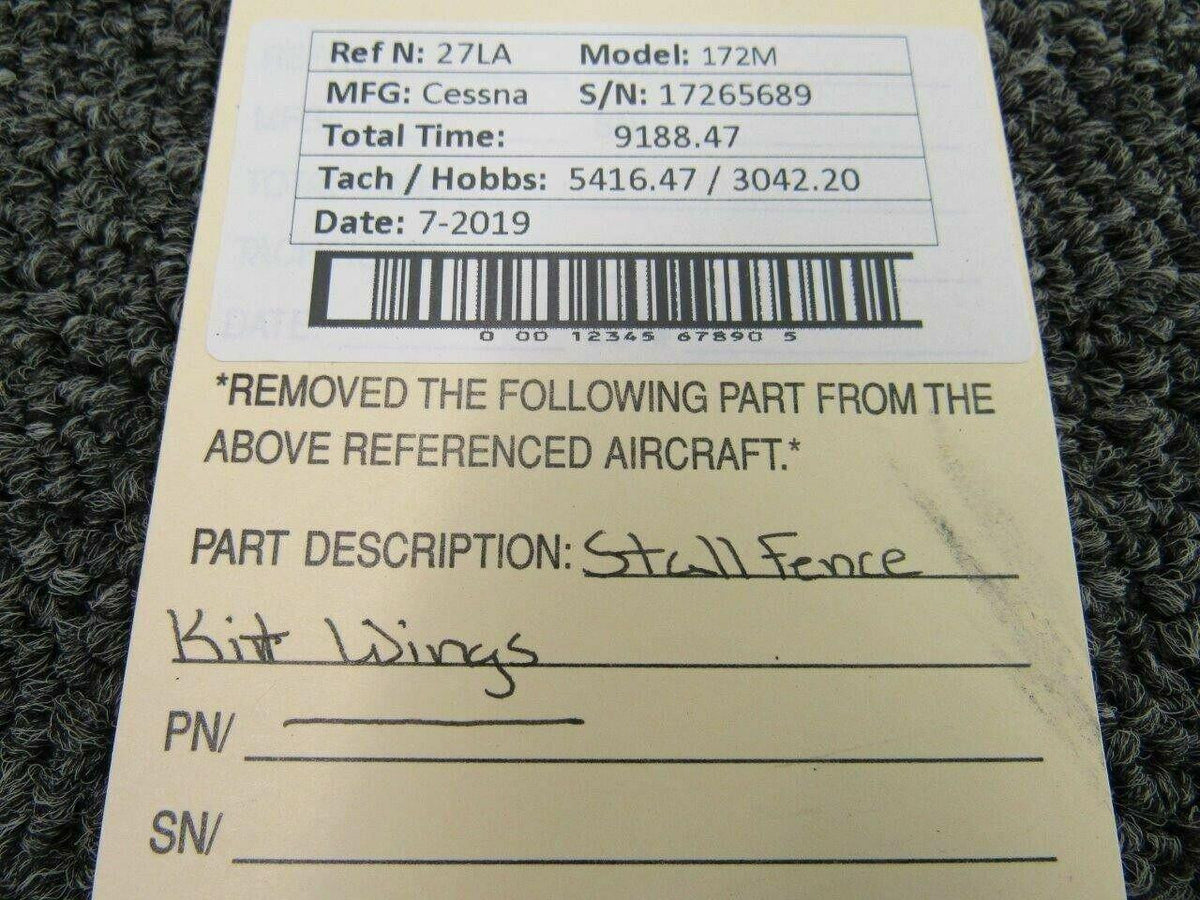 Cessna 172M / 180C Stall Fence Kit Wing Section