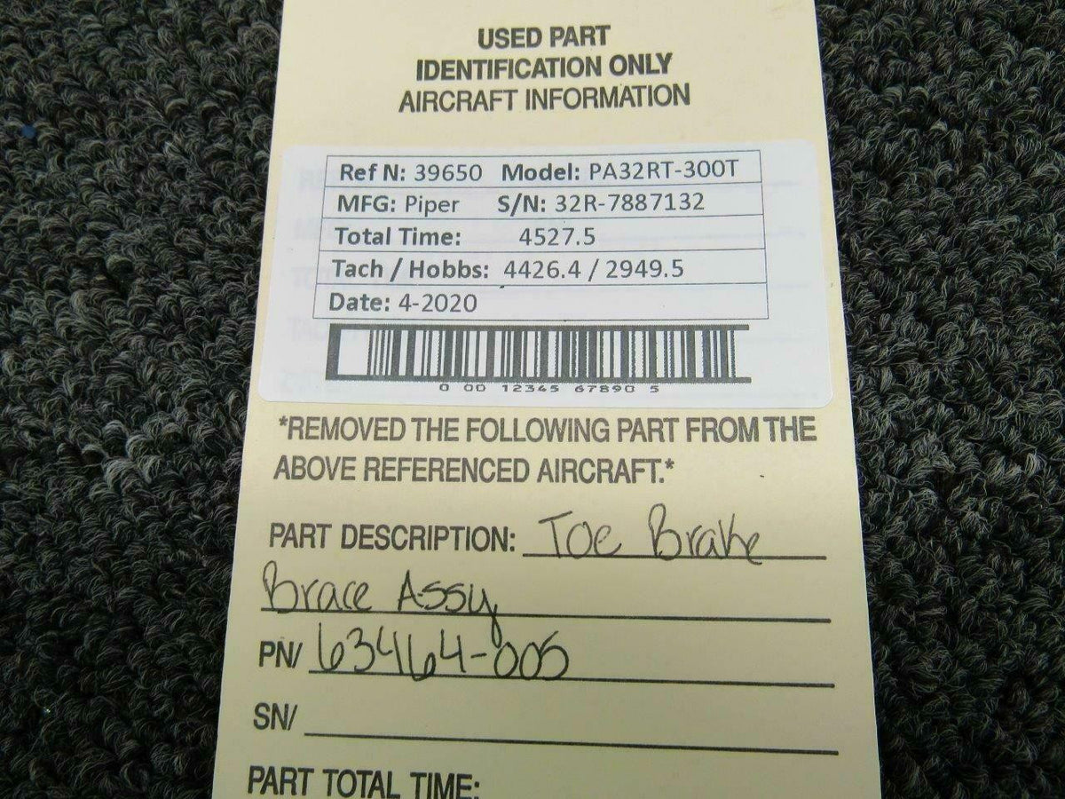 Piper 63464-005 Piper PA32RT-300T Toe Brake Brace Assy