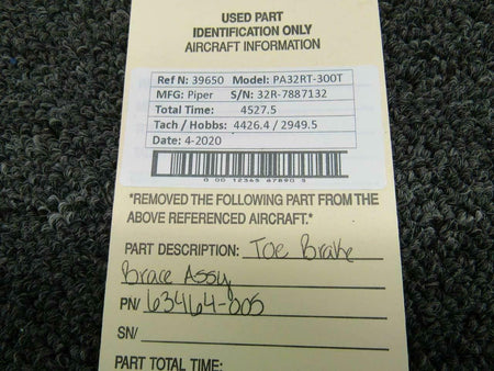 Piper 63464-005 Piper PA32RT-300T Toe Brake Brace Assy
