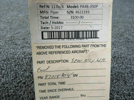 Piper PA46-350P Spar Assy LH Forward P/N83018-008