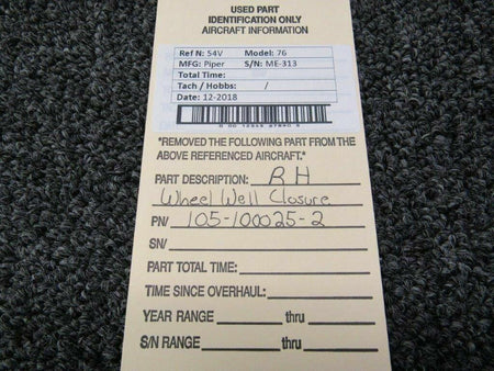 Beechcraft 105-100025-2 Beech 76 RH Wheel Well Closure