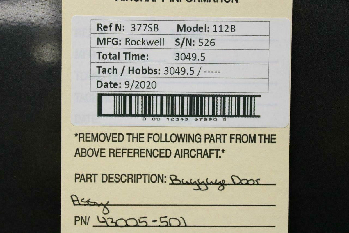 Rockwell 43005-501 Rockwell 112B Baggage Door Assy