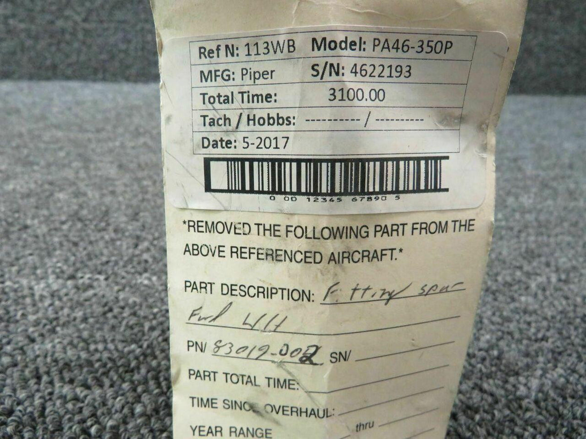 Piper PA46-350P Fitting Spar Forward LH P/N83019-002