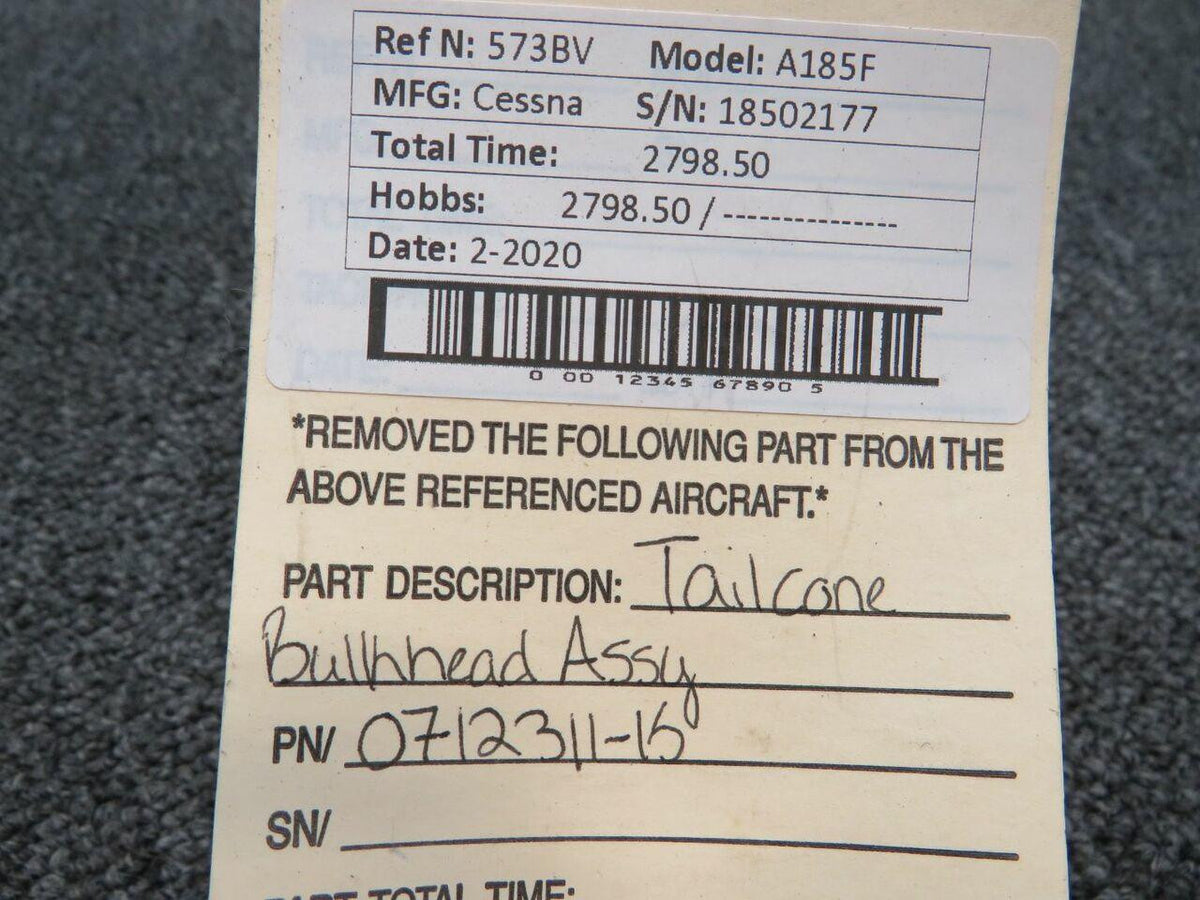 Cessna 0712311-15 Cessna A185F Tailcone Bulkhead Assy