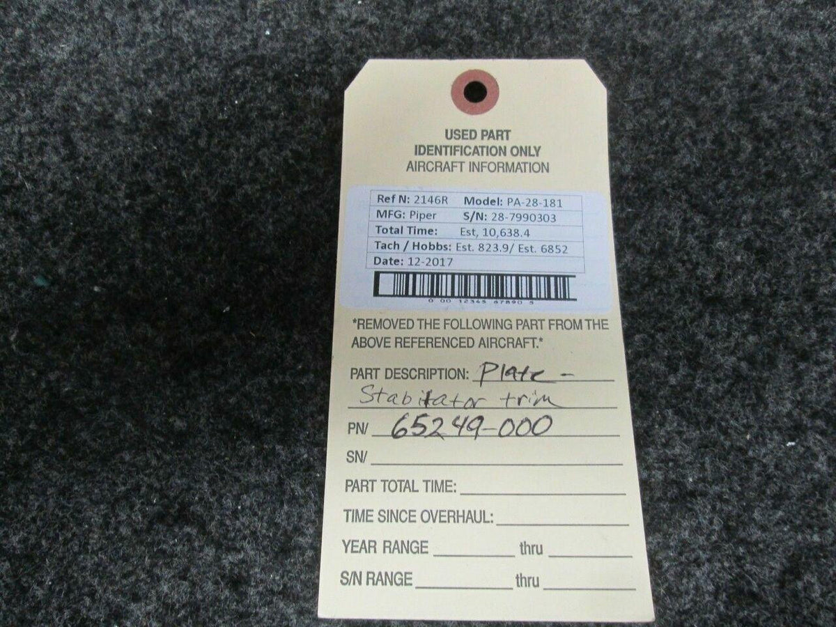 Piper 65249-000 Piper PA28-181 Archer Stabilator Trim Plate