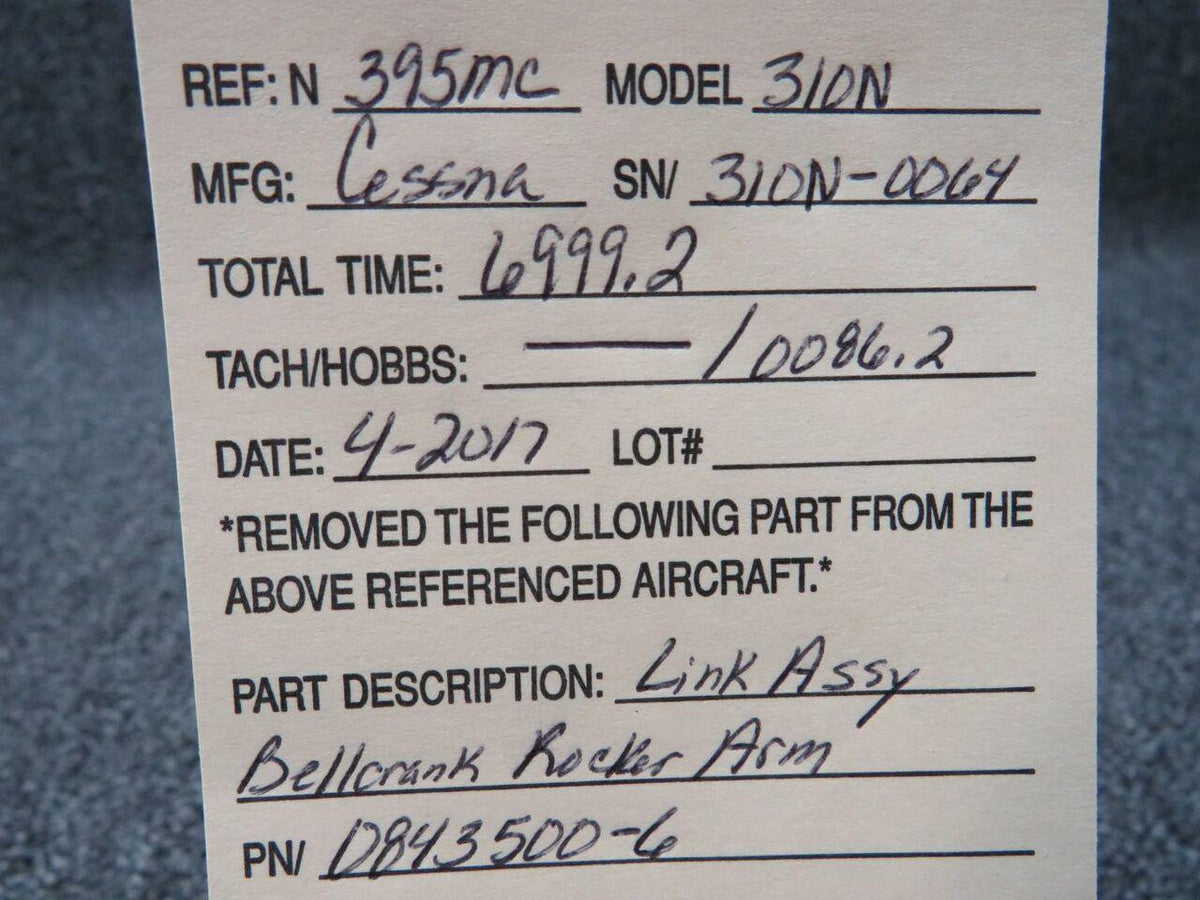 Cessna 0843500-6 Cessna 310 / 320 Link Main Gear Rocker Arm Lower