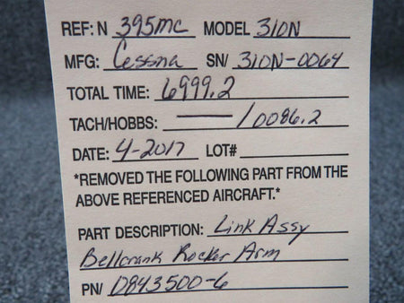 Cessna 0843500-6 Cessna 310 / 320 Link Main Gear Rocker Arm Lower