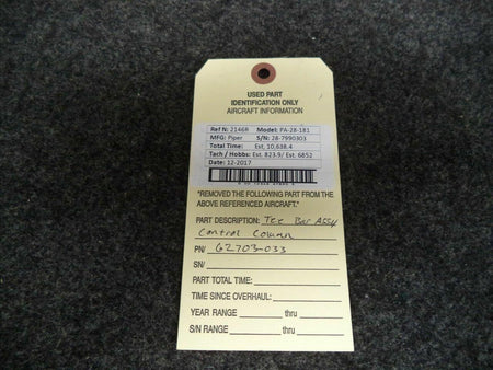 Piper 62703-033 Piper PA28-181 Archer Tee Bar Control Column