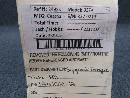Cessna 1541031-12 Cessna 337 Support Torque Tube RH