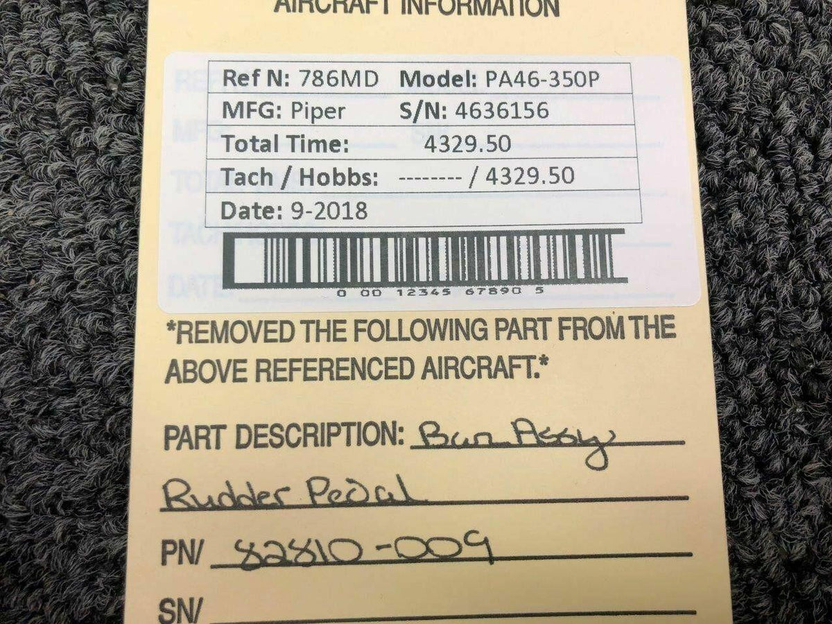 Piper 82810-009 Piper PA46-350P Bar Assy Rudder Pedal