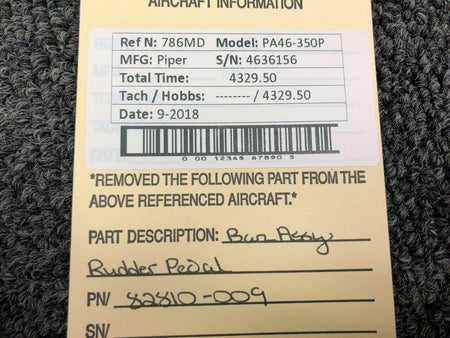 Piper 82810-009 Piper PA46-350P Bar Assy Rudder Pedal