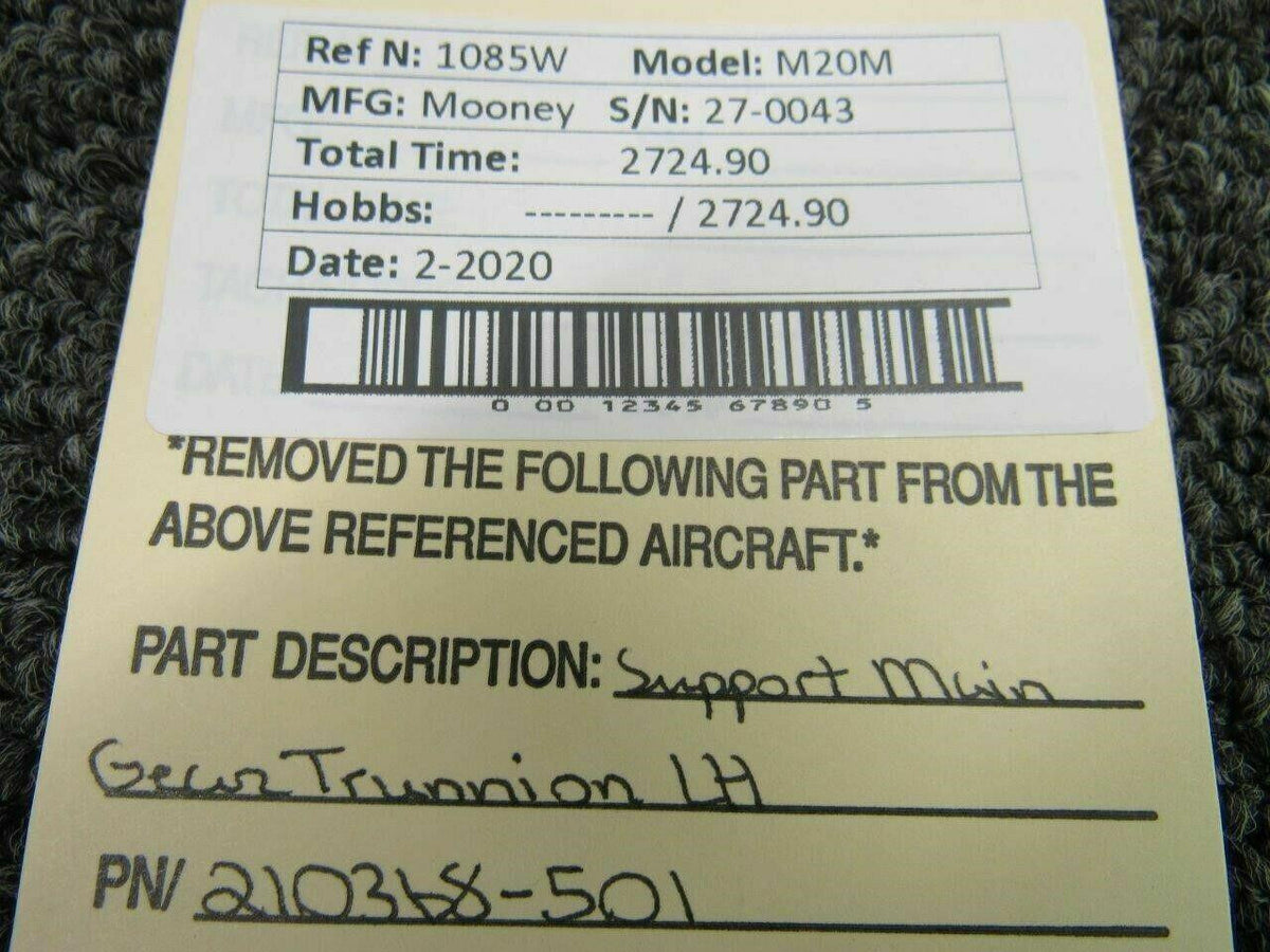 Mooney 210368-501 Mooney M20 Main Gear Trunnion Support LH