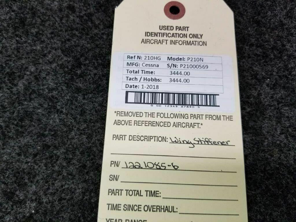 1221085-6 Cessna P210N Wing Spar Stiffener Assy BAS Part Sales | Airplane Parts