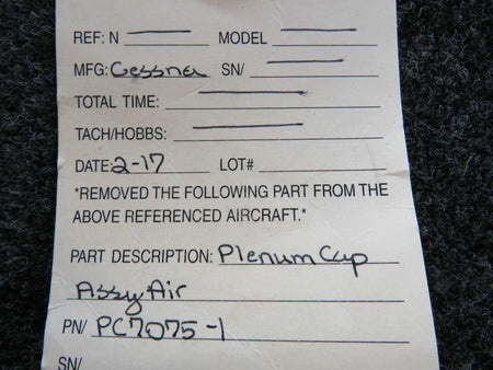 Cessna PC7075-1 Cessna Plenum Cap Assembly
