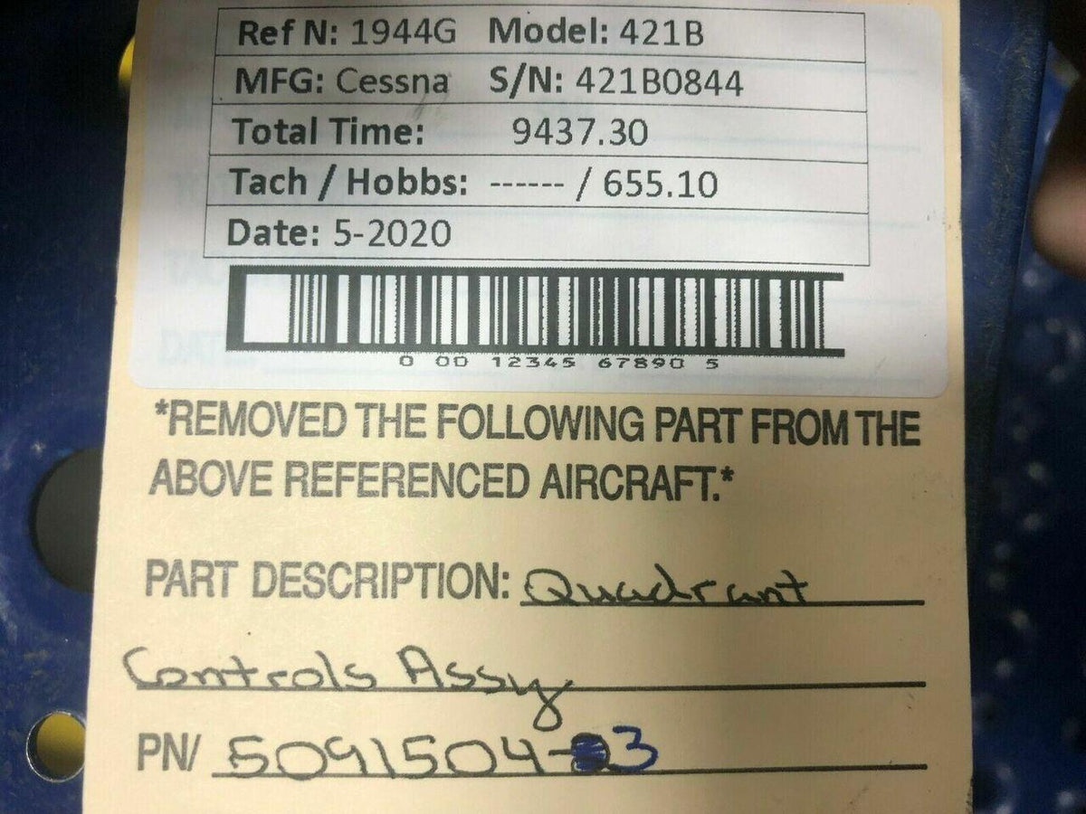 Cessna 5091504-3 Cessna 421B Engine Quadrant Controls Assy