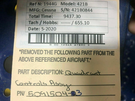 Cessna 5091504-3 Cessna 421B Engine Quadrant Controls Assy