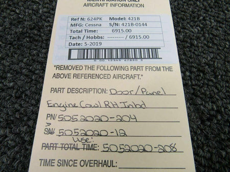 Cessna 5052020-204 / 5052020-208 Cessna 421B Door / Panel Engine Cowl Inbd RH