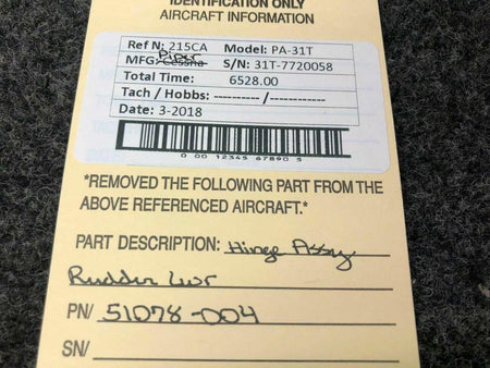 Piper 51078-004 Piper PA-31T Hinge Assy Rudder Lower