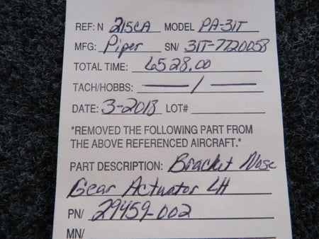 Piper 29459-002 Piper PA-31T Bracket Nose Gear Actuator LH