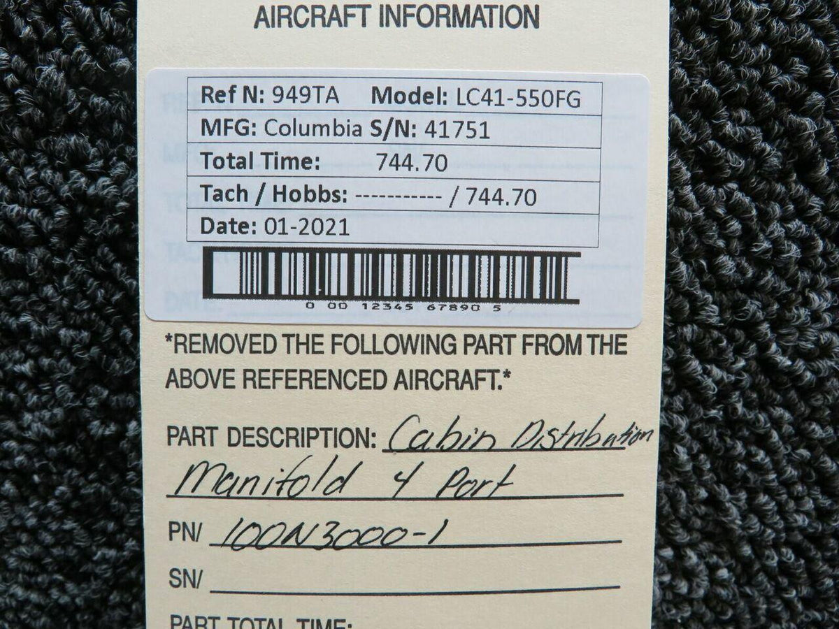 Columbia 100N3000-1 Columbia 400 Cabin Distribution Manifold 4-Port