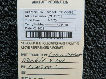 Columbia 100N3000-1 Columbia 400 Cabin Distribution Manifold 4-Port