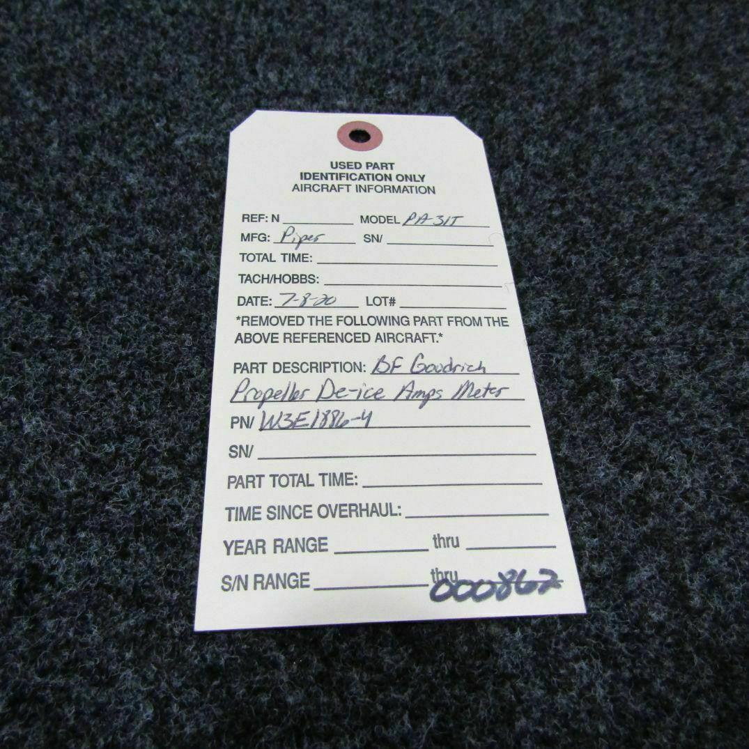 BF Goodrich W3E1886-4 Piper PA-31T BF Goodrich Propeller De-Ice Ammeter C20