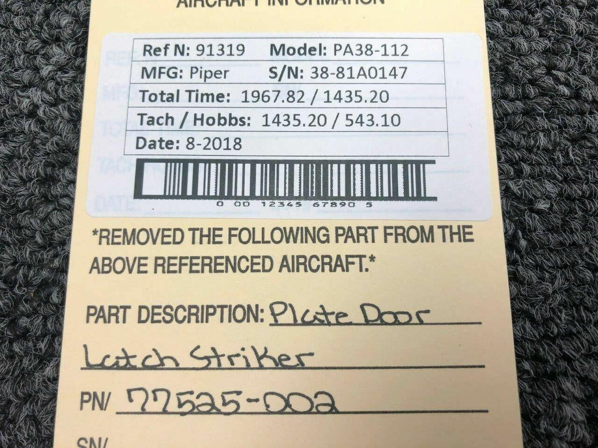 Piper 77525-002 Piper PA38-112 Plate Door Latch Striker