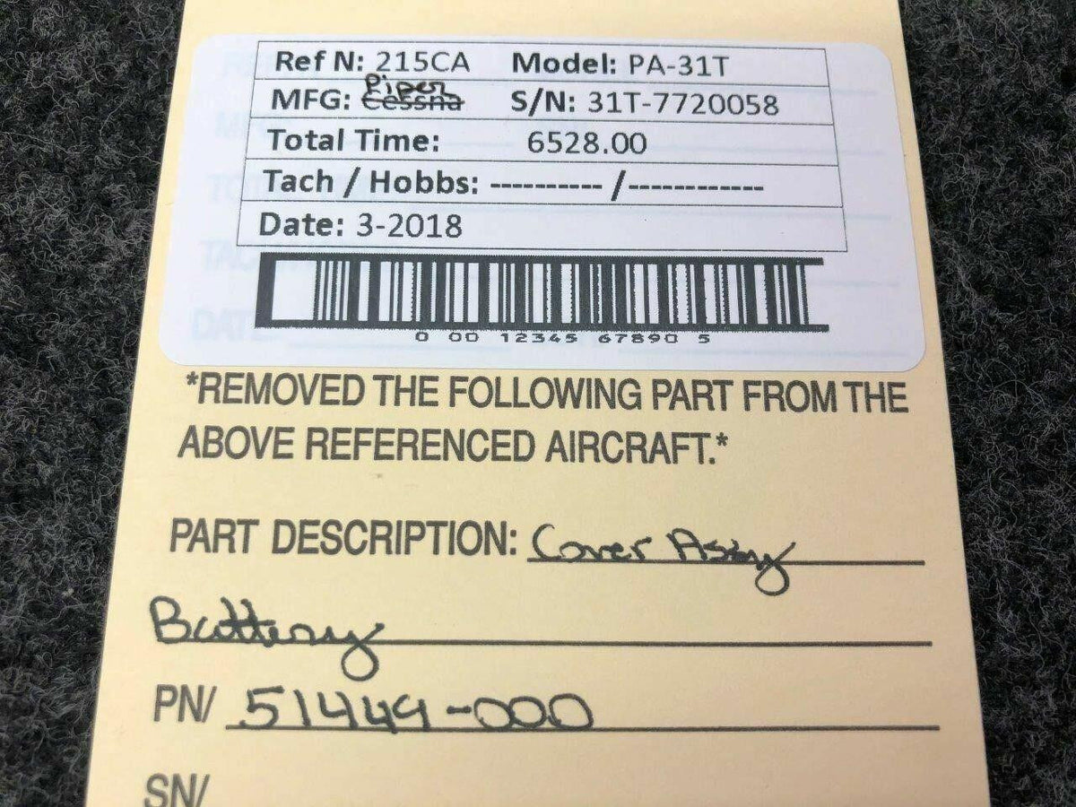 Piper 51449-000 Piper PA-31T Cover Assy Battery