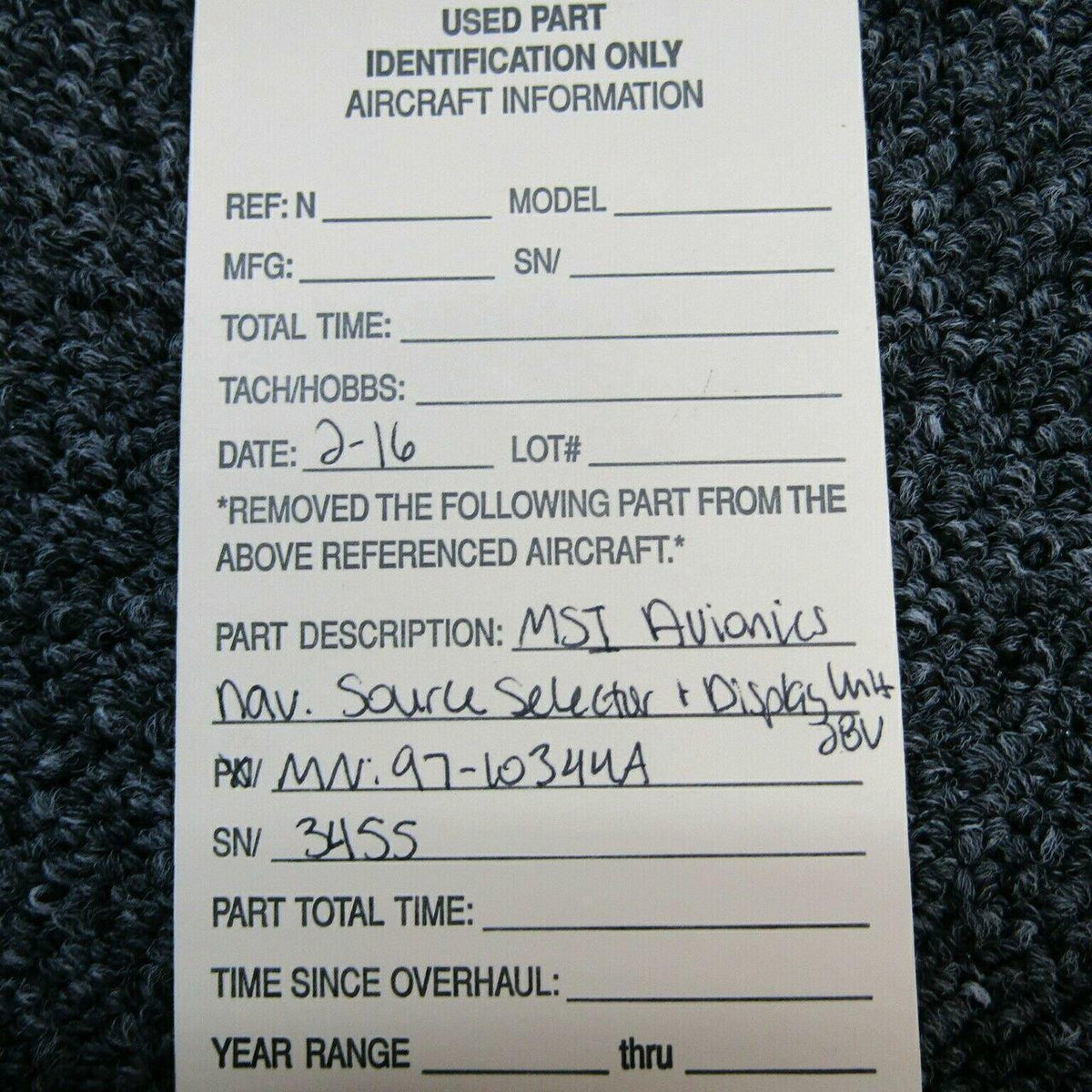 Does Not Apply 97-10344A MSI Avionics Integrated Navigation Source Selector and Display 28V