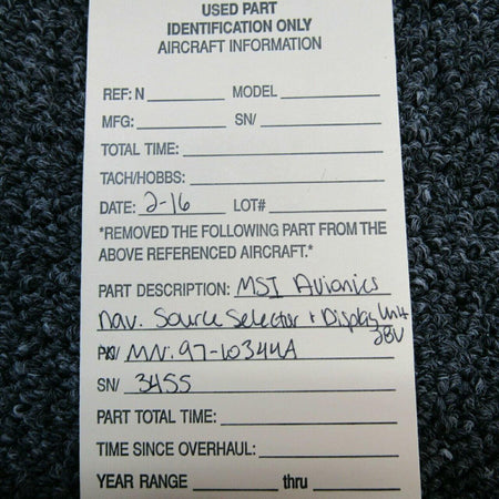 Does Not Apply 97-10344A MSI Avionics Integrated Navigation Source Selector and Display 28V
