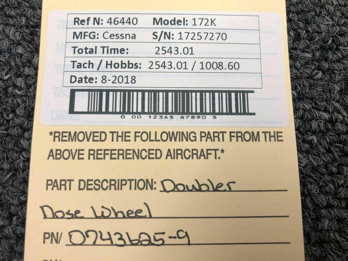 0743625-9 Cessna 172K Doubler Nose Wheel BAS Part Sales | Airplane Parts