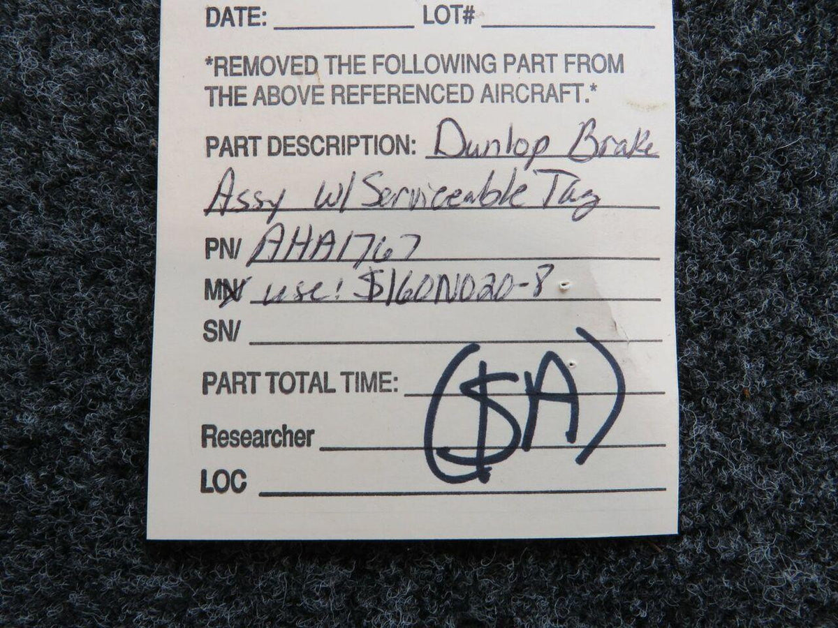 Dunlop AHA1767 Use S160N020-8 Dunlop Brake Assembly W/Serviceable Tag SA