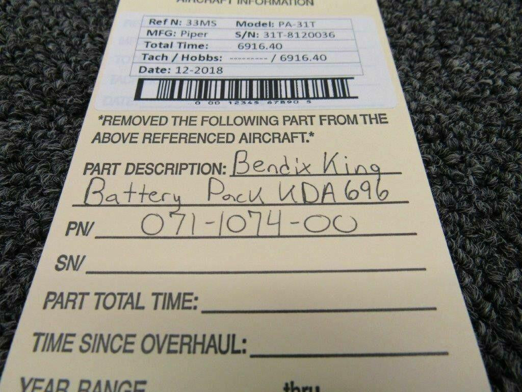 Bendix King 071-1074-00 Piper PA31T Bendix King Battery Pack KDA 696