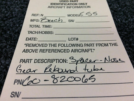 Beechcraft 60-820065 Beech E55 Spacer, Nose Gear Rebound Tube