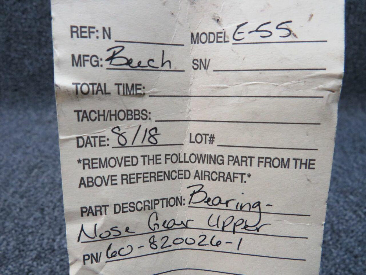 Beechcraft 60-820026-1 Beech E55 Bearing Nose Gear Upper