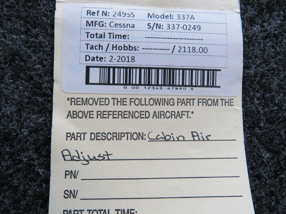 Cessna 337A Cabin Air Adjust Assembly
