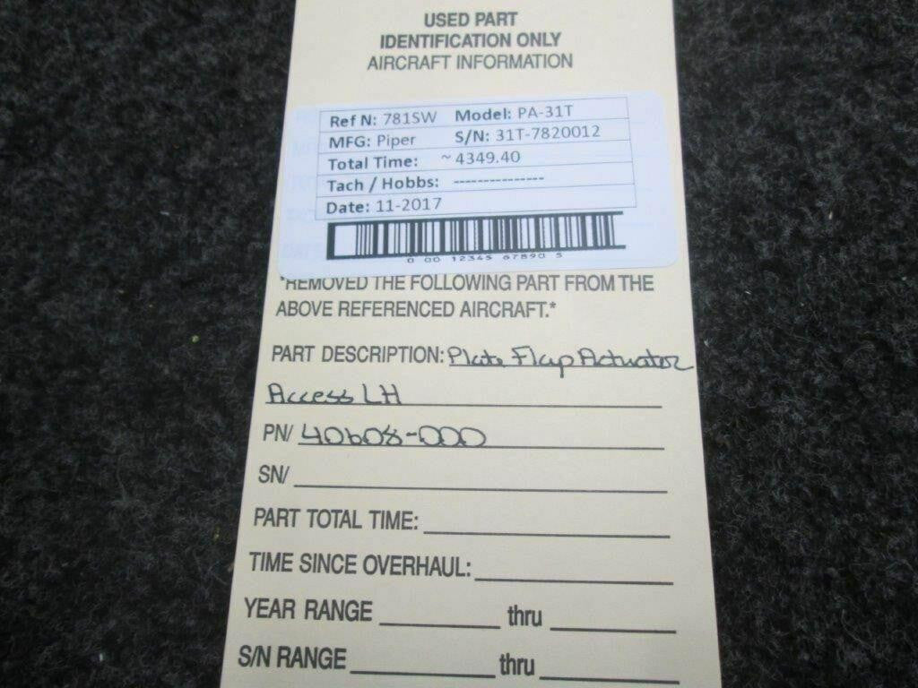 Piper 40608-000 Piper PA-31T Cheyenne Plate Flap Actuator Access LH