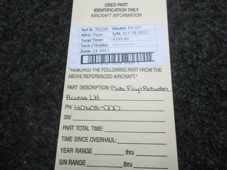 Piper 40608-000 Piper PA-31T Cheyenne Plate Flap Actuator Access LH