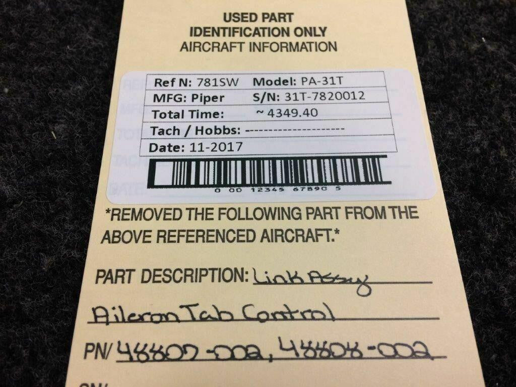 Piper 48807-002 / 48808-002 Piper PA-31T Cheyenne Link Assy Aileron Tab Control