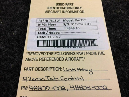Piper 48807-002 / 48808-002 Piper PA-31T Cheyenne Link Assy Aileron Tab Control