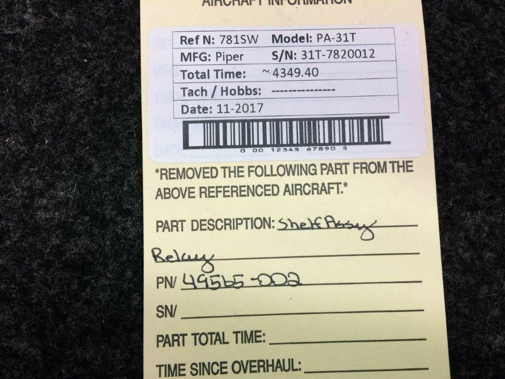 Piper 49565-002 Piper PA-31T Cheyenne Shelf Assy Relay