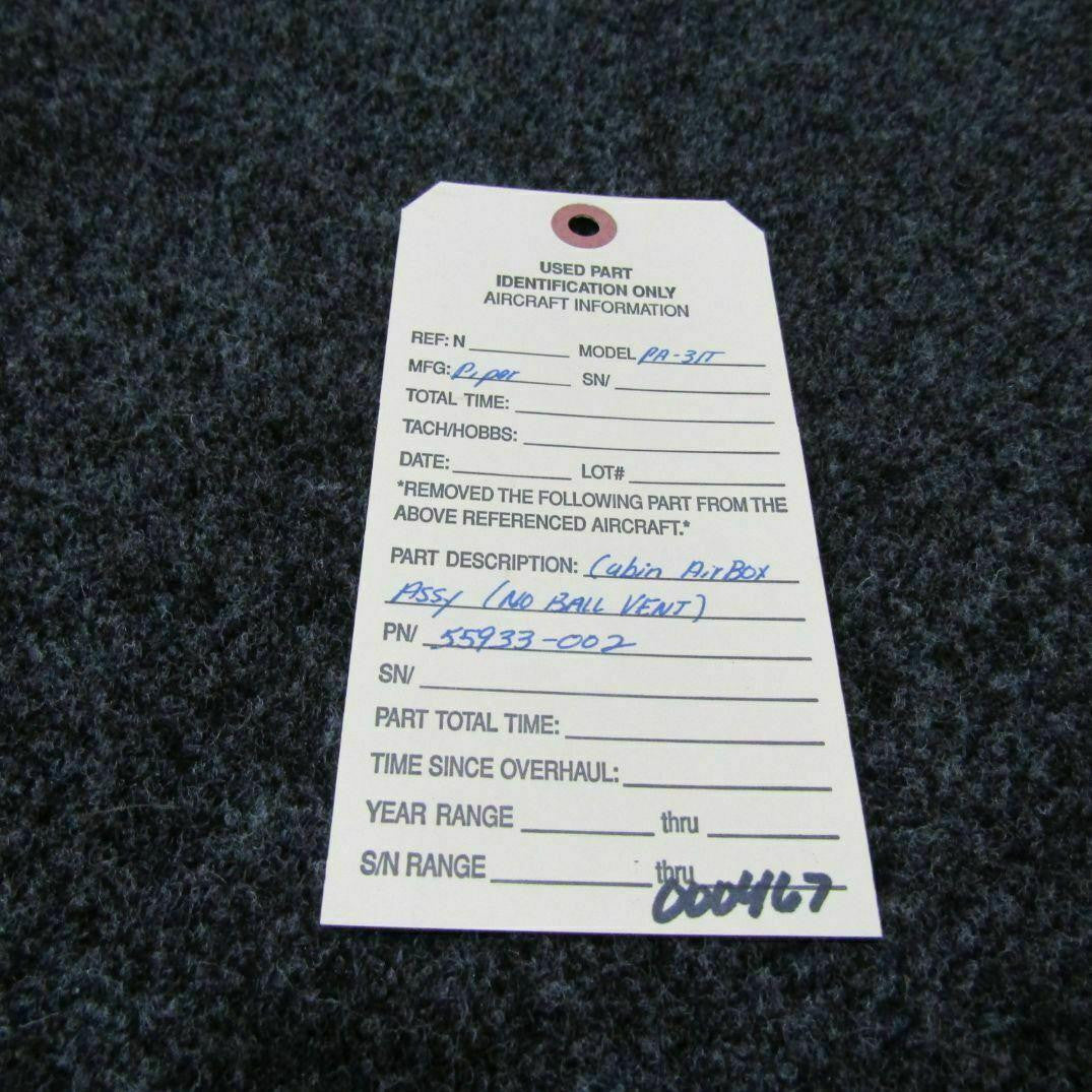 Piper 55933-002 Piper PA31T Cabin Airbox Assy NO BALL VENTC20