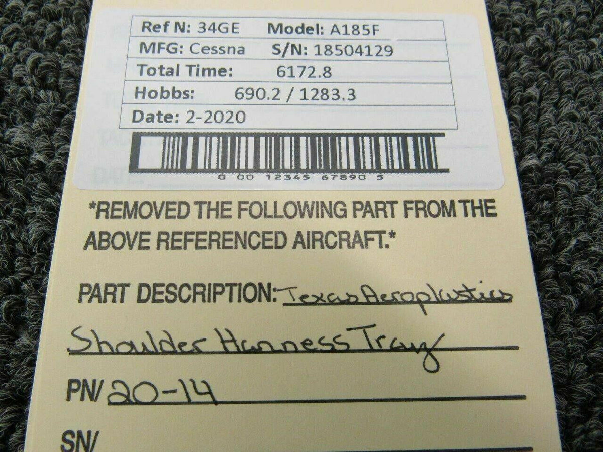 Cessna 20-14 Cessna A185F Texas Aeroplastics Shoulder Harness Tray