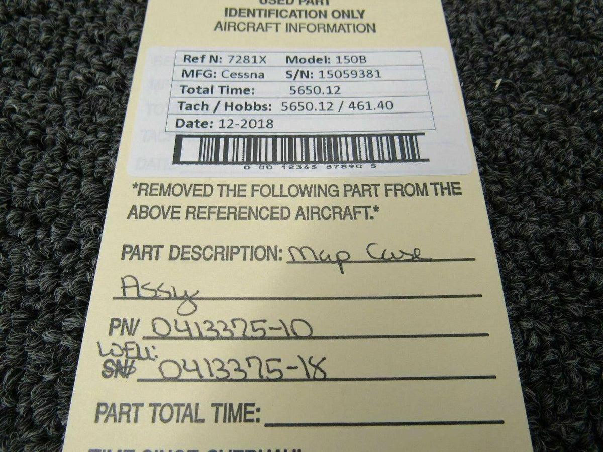Cessna 0413375-10 Use 0413375-18-279 Cessna 150B Map Case Assy