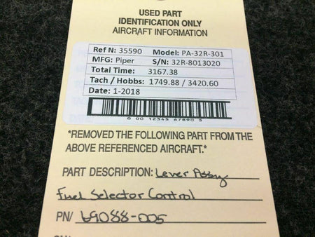 Piper 69088-005 Piper PA-32R-301 Lever Assy Fuel Selector Control