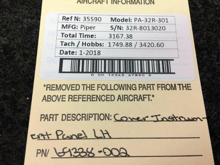 Piper 69338-002 Piper PA-32R-301 Cover Instrument Panel LH