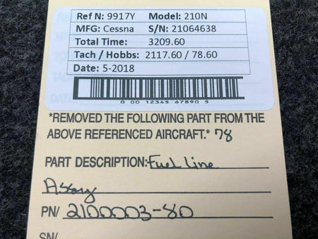 Cessna 2100003-80 Cessna 210N Fuel Line Assy