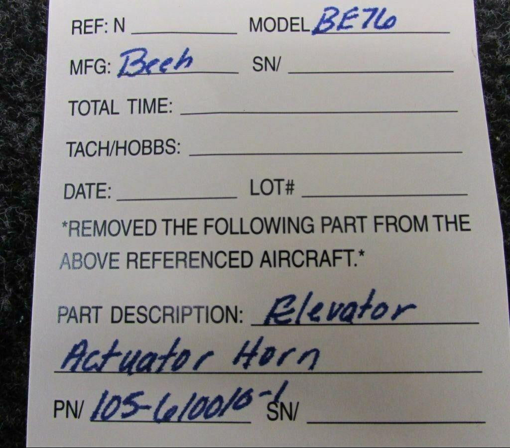 Beechcraft 105-610010-1 Beech BE76 Elevator Actuator Horn